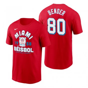 Miami Marlins Anthony Bender Red 2021 City Connect Graphic Nike T-Shirt