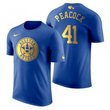 Men's 2020 Father's Day Houston Astros Brad Peacock Blue T-Shirt