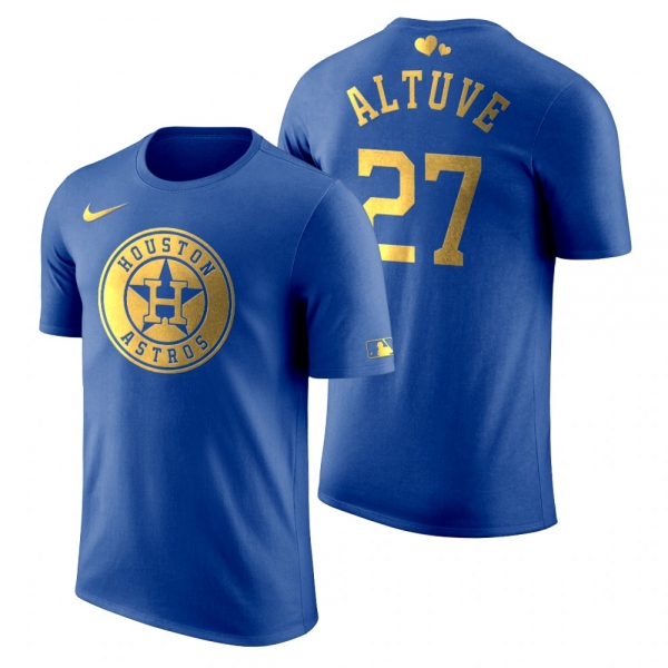 Men's 2020 Father's Day Houston Astros Jose Altuve Blue T-Shirt