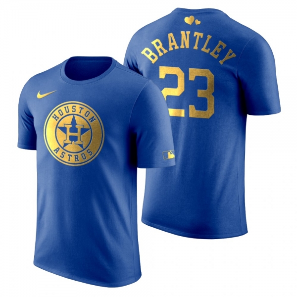 Men's 2020 Father's Day Houston Astros Michael Brantley Blue T-Shirt