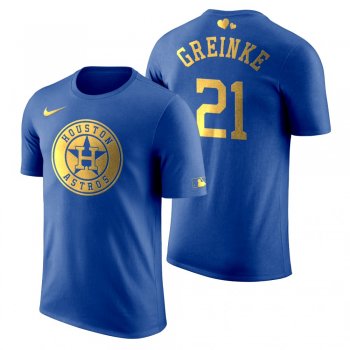 Men's 2020 Father's Day Houston Astros Zack Greinke Blue T-Shirt