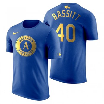 Men's 2020 Father's Day Oakland Athletics Chris Bassitt Blue T-Shirt