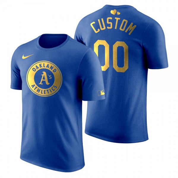 Men's 2020 Father's Day Oakland Athletics Custom Blue T-Shirt