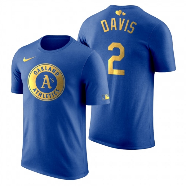 Men's 2020 Father's Day Oakland Athletics Khris Davis Blue T-Shirt