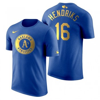 Men's 2020 Father's Day Oakland Athletics Liam Hendriks Blue T-Shirt