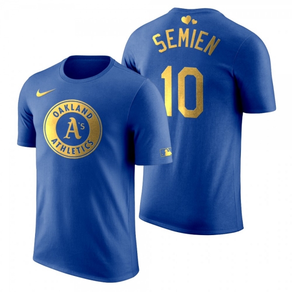 Men's 2020 Father's Day Oakland Athletics Marcus Semien Blue T-Shirt