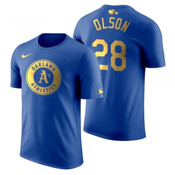 Men's 2020 Father's Day Oakland Athletics Matt Olson Blue T-Shirt