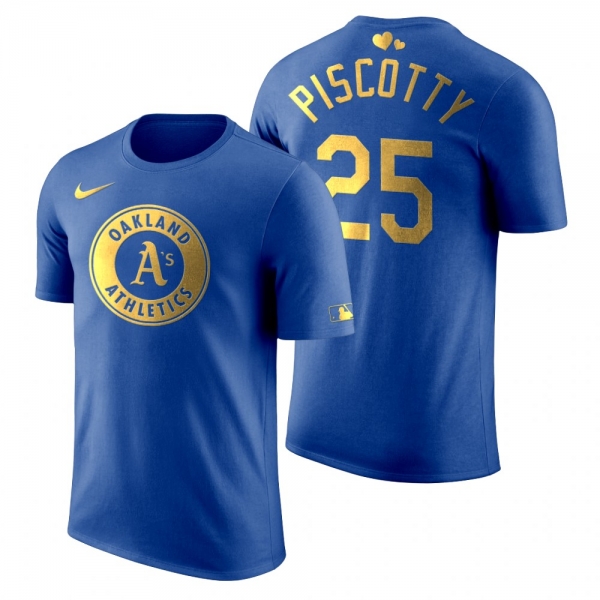 Men's 2020 Father's Day Oakland Athletics Stephen Piscotty Blue T-Shirt