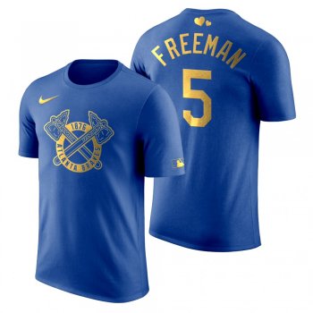 Men's 2020 Father's Day Atlanta Braves Freddie Freeman Blue T-Shirt