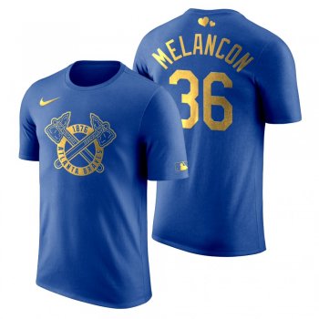 Men's 2020 Father's Day Atlanta Braves Mark Melancon Blue T-Shirt