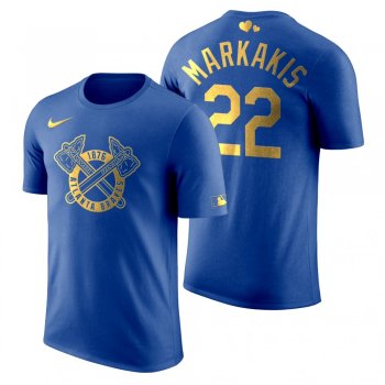 Men's 2020 Father's Day Atlanta Braves Nick Markakis Blue T-Shirt