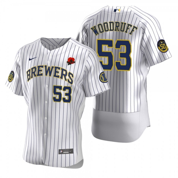 Milwaukee Brewers Brandon Woodruff White 2021 Memorial Day Authentic Jersey