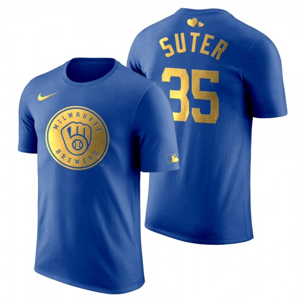 Men's 2020 Father's Day Milwaukee Brewers Brent Suter Blue T-Shirt