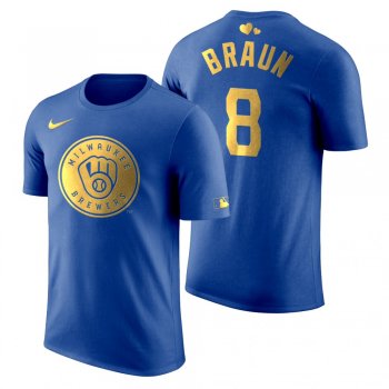 Men's 2020 Father's Day Milwaukee Brewers Ryan Braun Blue T-Shirt