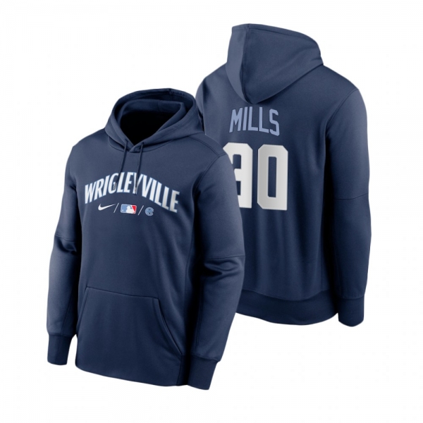 Chicago Cubs Alec Mills Navy 2021 City Connect Baseball Therma Hoodie