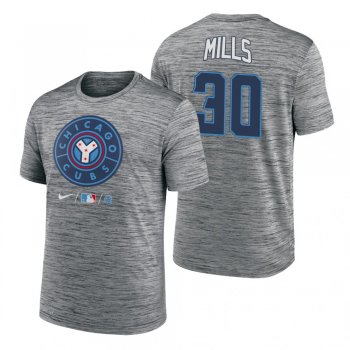 Chicago Cubs Alec Mills Anthracite 2021 City Connect Practice T-Shirt