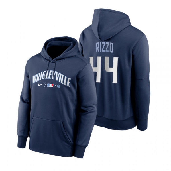 Chicago Cubs Anthony Rizzo Navy 2021 City Connect Baseball Therma Hoodie