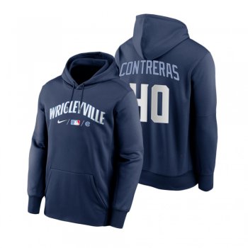 Chicago Cubs Willson Contreras Navy 2021 City Connect Baseball Therma Hoodie