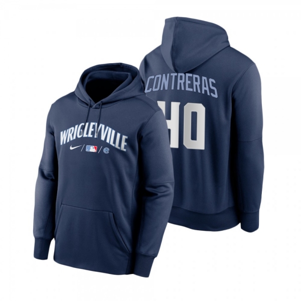 Chicago Cubs Willson Contreras Navy 2021 City Connect Baseball Therma Hoodie