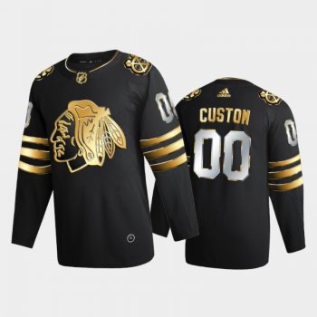 Chicago Blackhawks Custom #00 2020-21 Authentic Golden Black Limited Edition Jersey