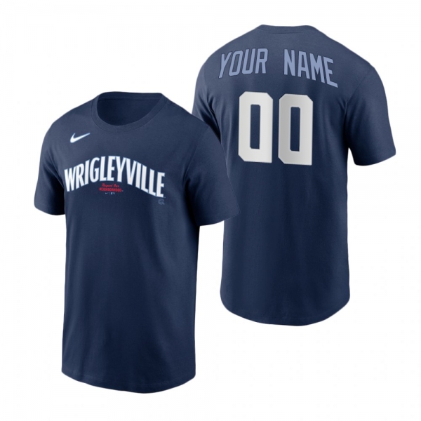 Chicago Cubs Custom Navy 2021 City Connect Name Number T-Shirt