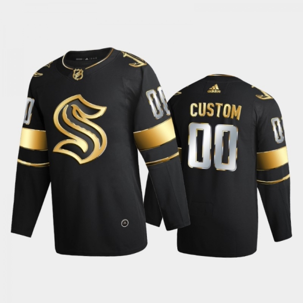 Seattle Kraken Custom #00 2020-21 Authentic Golden Black Limited Edition Jersey