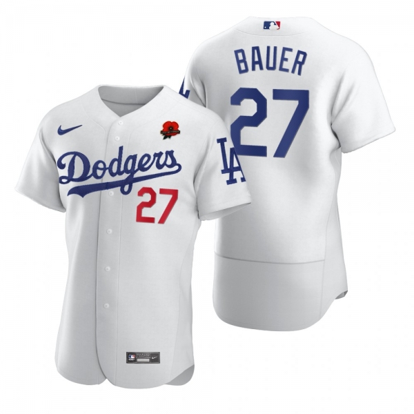 Los Angeles Dodgers Trevor Bauer White 2021 Memorial Day Authentic Jersey