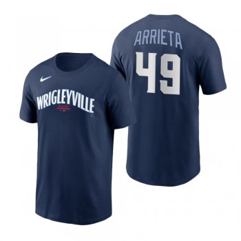 Chicago Cubs Jake Arrieta Navy 2021 City Connect Name Number T-Shirt