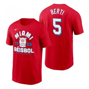 Miami Marlins Jon Berti Red 2021 City Connect Graphic Nike T-Shirt