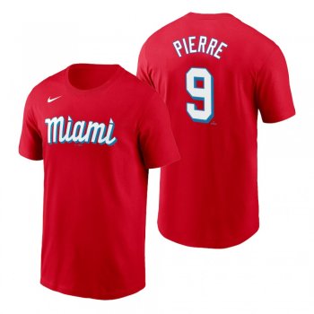 Miami Marlins Juan Pierre Red 2021 City Connect Wordmark T-Shirt