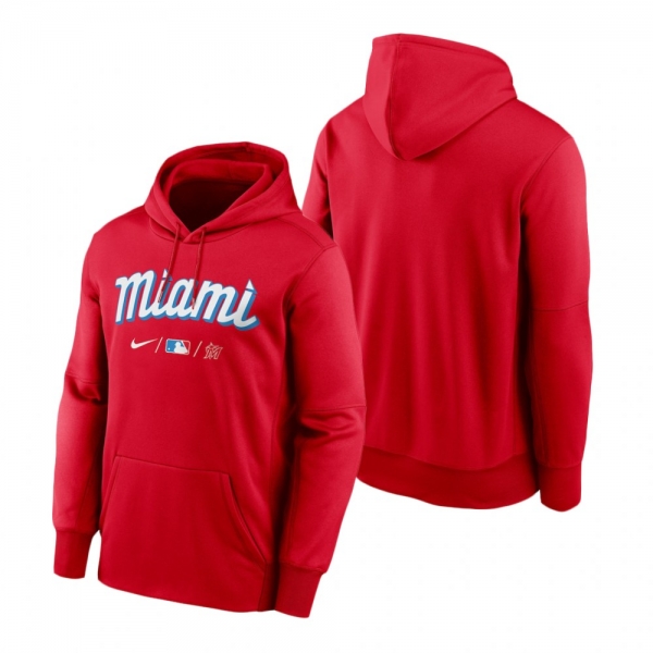 Miami Marlins Red 2021 City Connect Baseball Therma Pullover Hoodie