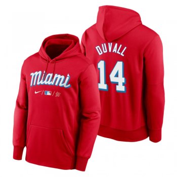 Miami Marlins Adam Duvall Red 2021 City Connect Therma Hoodie