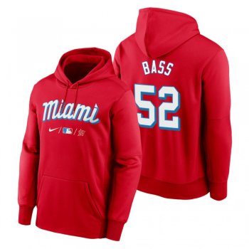 Miami Marlins Anthony Bass Red 2021 City Connect Therma Hoodie