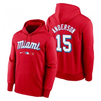 Miami Marlins Brian Anderson Red 2021 City Connect Therma Hoodie