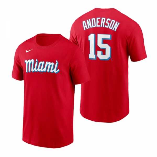 Miami Marlins Brian Anderson Red 2021 City Connect T-Shirt