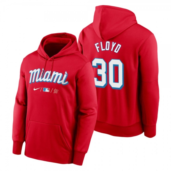 Miami Marlins Cliff Floyd Red 2021 City Connect Therma Hoodie