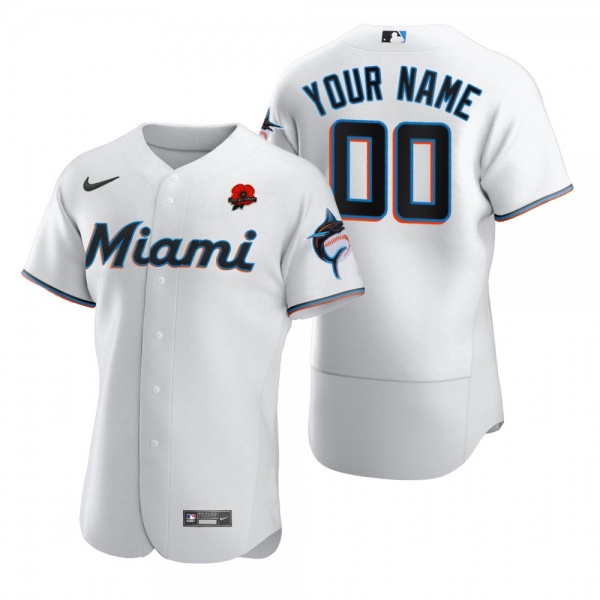 Miami Marlins Custom White 2021 Memorial Day Authentic Jersey