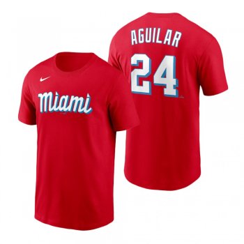 Miami Marlins Jesus Aguilar Red 2021 City Connect T-Shirt