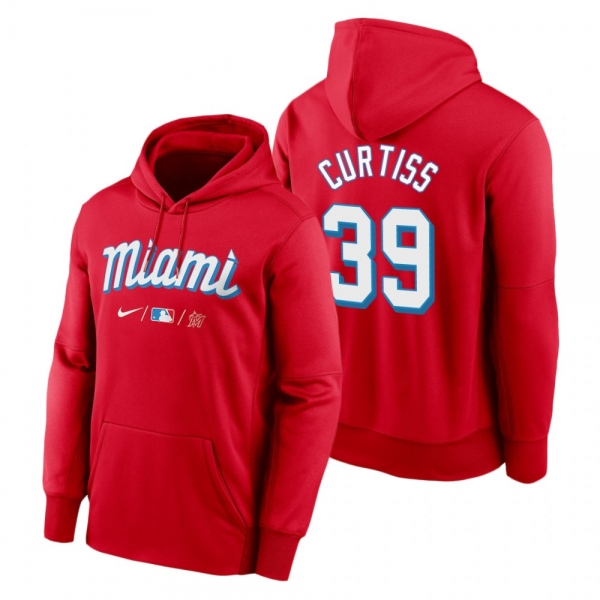 Miami Marlins John Curtiss Red 2021 City Connect Therma Hoodie