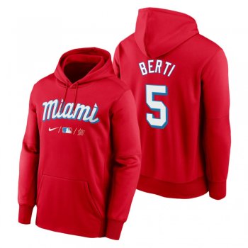 Miami Marlins Jon Berti Red 2021 City Connect Therma Hoodie