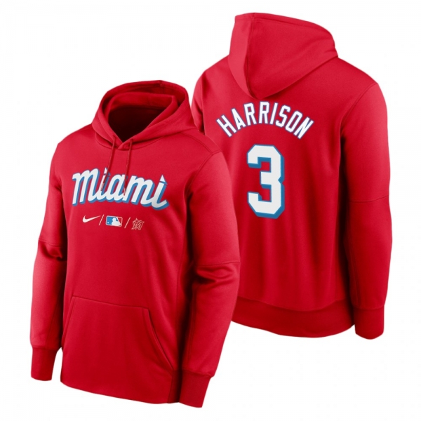 Miami Marlins Monte Harrison Red 2021 City Connect Therma Hoodie