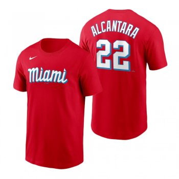 Miami Marlins Sandy Alcantara Red 2021 City Connect T-Shirt