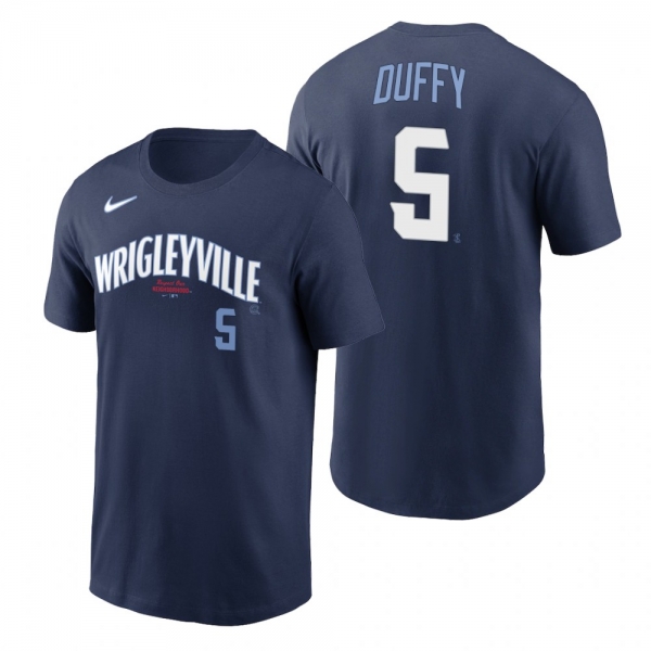 Chicago Cubs Matt Duffy Navy 2021 City Connect Wordmark T-Shirt