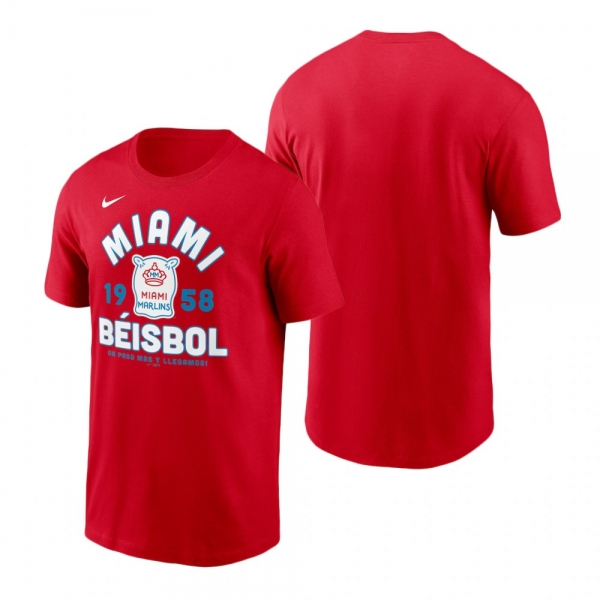 Men's Miami Marlins Red Graphic T-Shirt 2021 City Connect