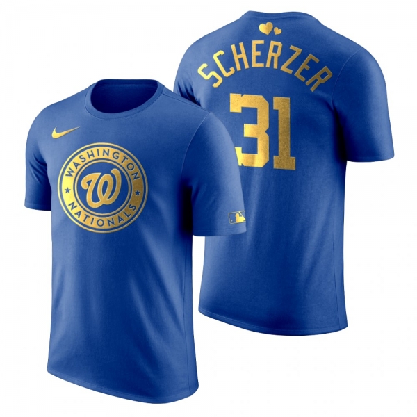 Men's 2020 Father's Day Washington Nationals Max Scherzer Blue T-Shirt