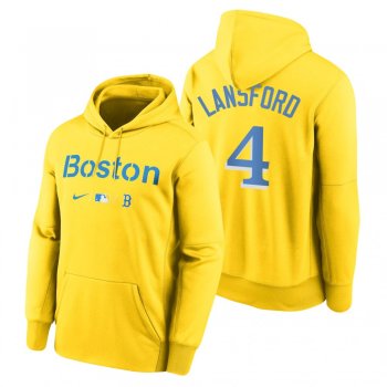 Boston Red Sox Carney Lansford Gold 2021 City Connect Baseball Therma Pullover Hoodie