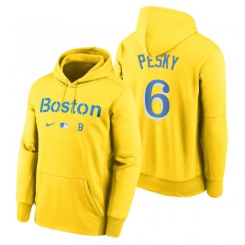 Boston Red Sox Johnny Pesky Gold 2021 City Connect Baseball Therma Pullover Hoodie