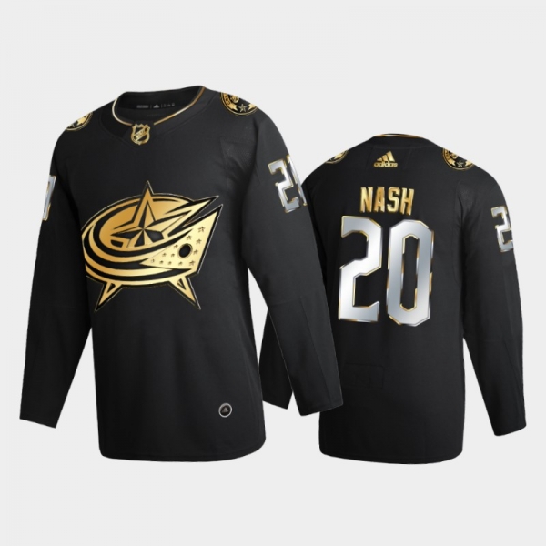 Columbus Blue Jackets Riley Nash #20 2020-21 Golden Edition Black Limited Authentic Jersey