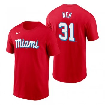 Miami Marlins Robb Nen Red 2021 City Connect Wordmark T-Shirt