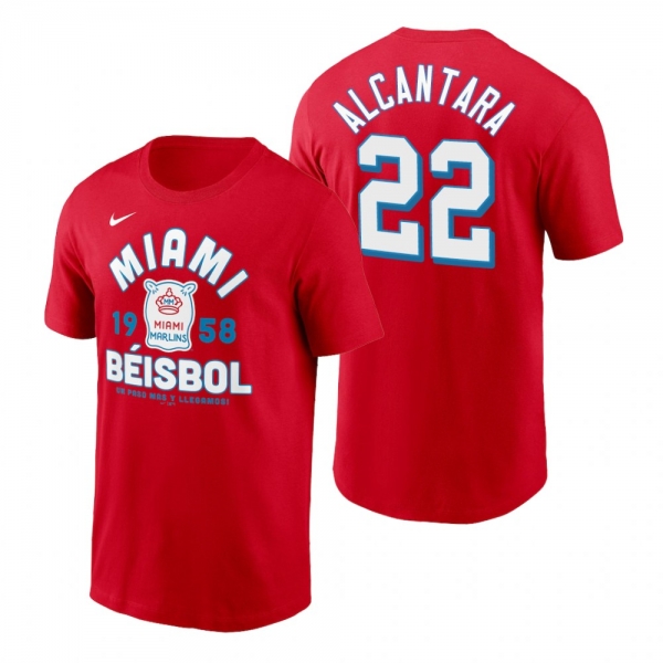 Miami Marlins Sandy Alcantara Red 2021 City Connect Graphic Nike T-Shirt